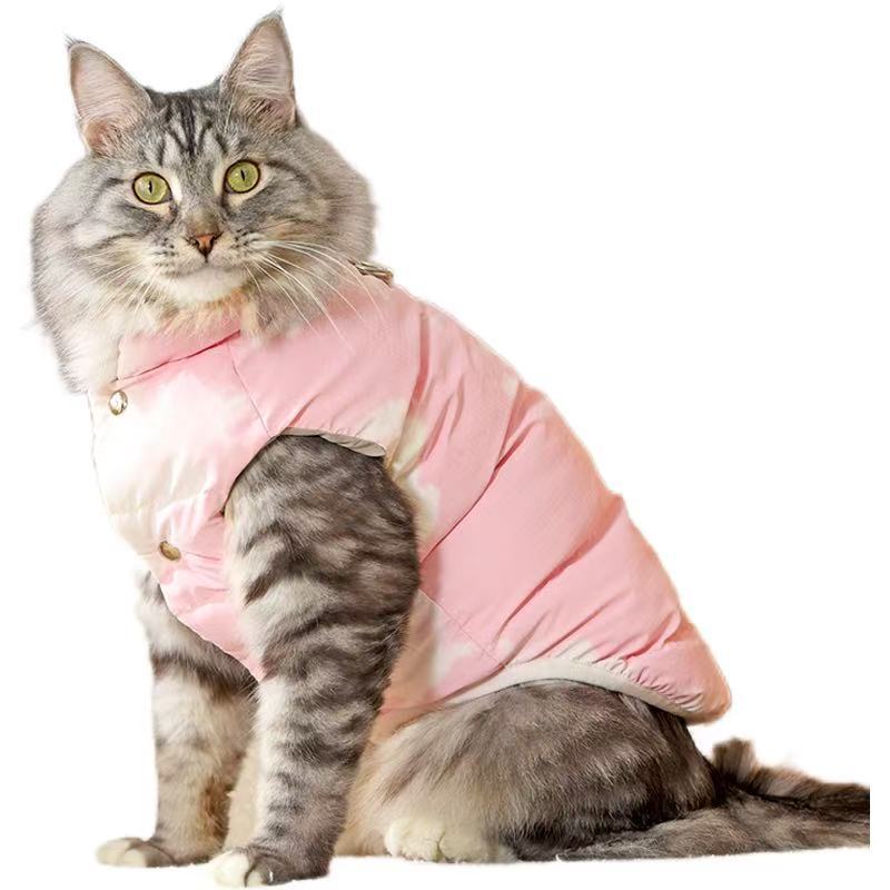 Winter Warm Cat Down Jacket with Leash Attachment