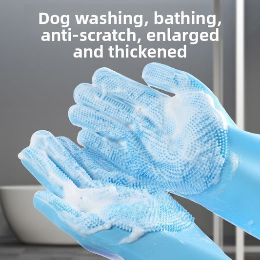 Pet Bath Gloves Dog Cat Bath Brush Silicone Bath Massage Brush Artifact Dog Scrubbing Supplies