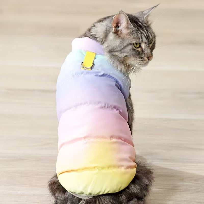 Winter Warm Cat Down Jacket with Leash Attachment